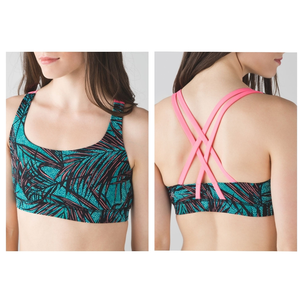 Lululemon Energy Bra Mini Palm Lace Tofino Teal Multi / Flash Light 8